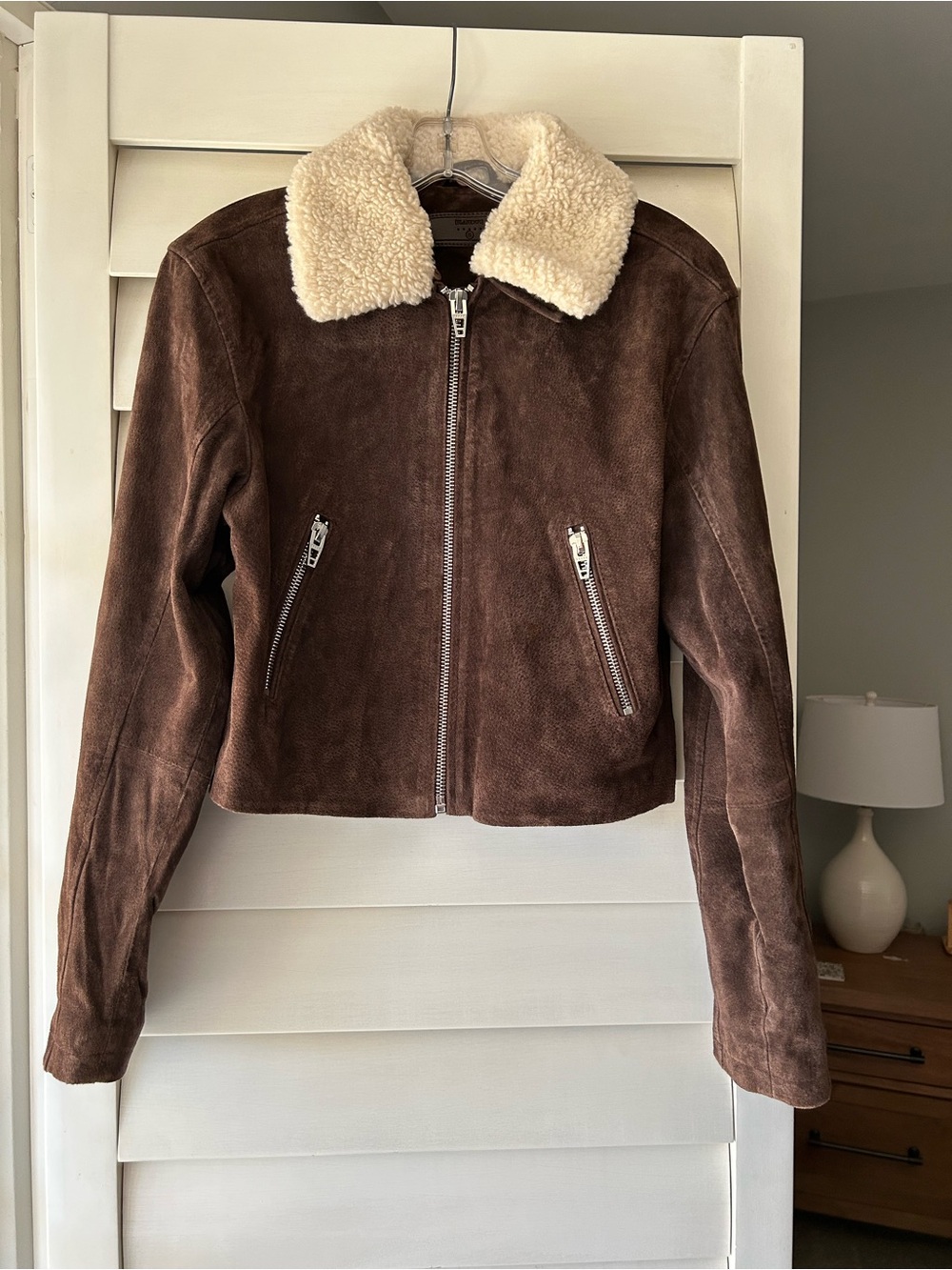 Blanknyc Brown Suede Shearling Collar Jacket